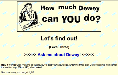 Dewey Decimal trivia game icon link